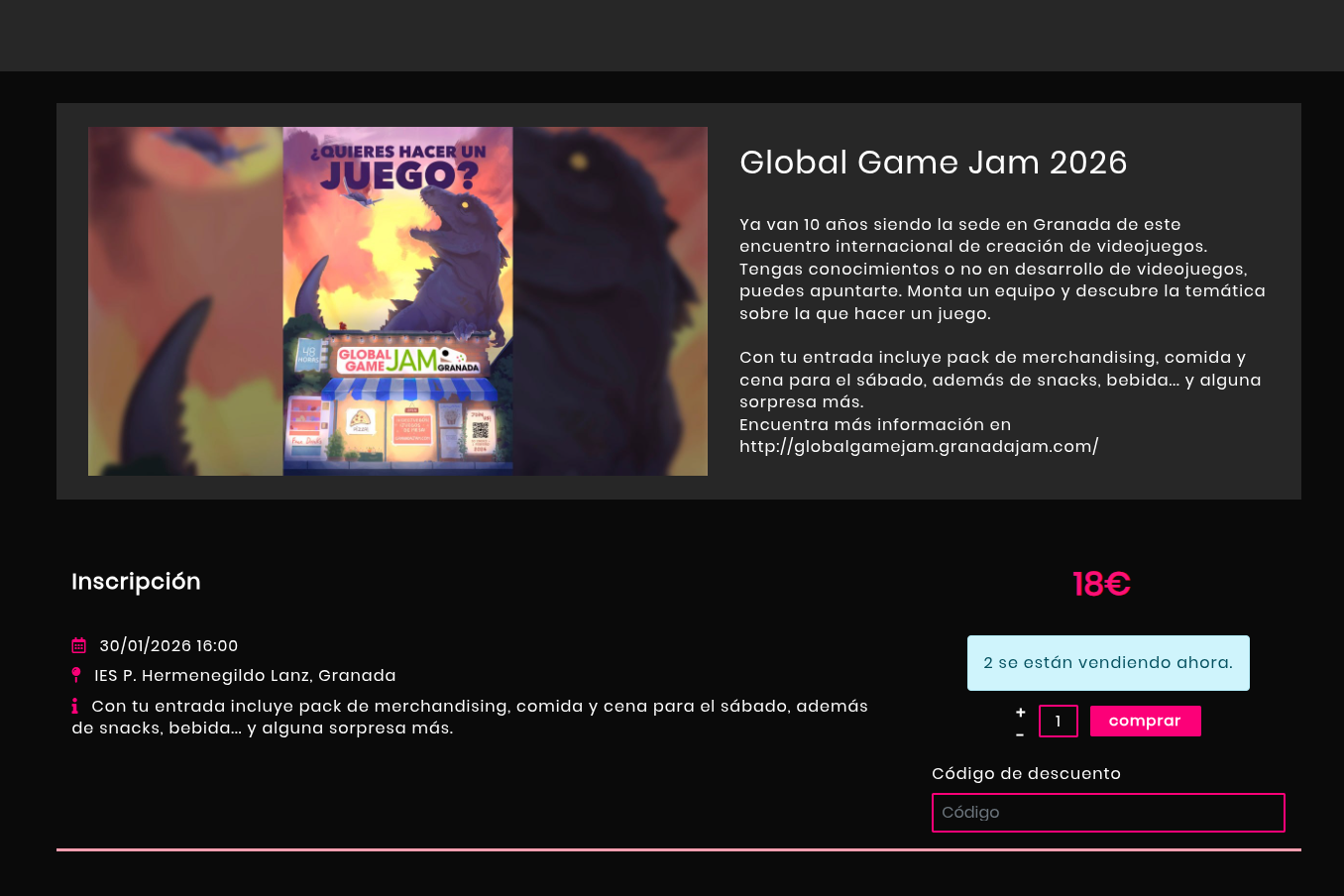 comprar entrada para la global game jam en granada